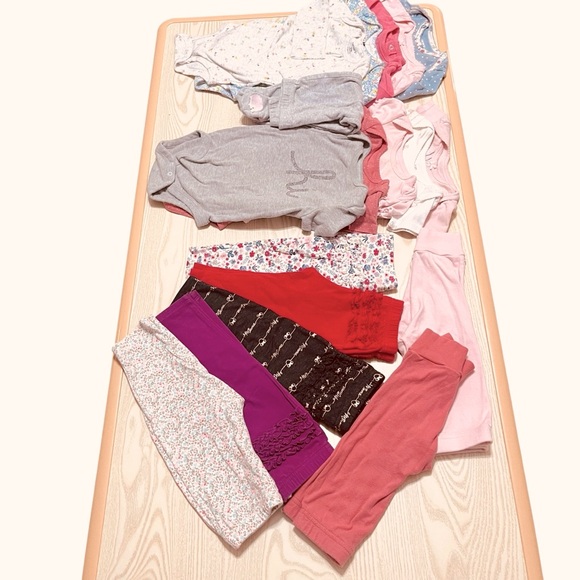 Baby Girl 9M Clothing Lot | 18 Pc | Carter’s + Jumping Beans Pants & Onesies - Picture 1 of 15